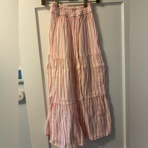 Marine Layer Corinne Multi Pink Stripe Gauze Maxi Skirt